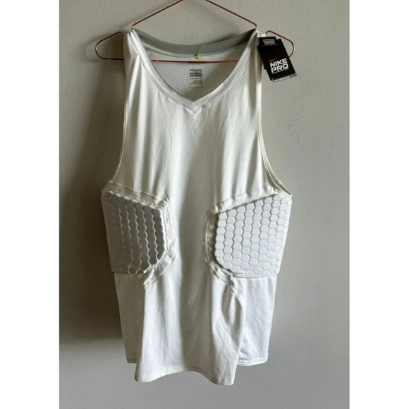 Nike Pro Mens Compression Tank Top Dri-Fit Mesh Sleeveless Shirt White Sz XXLT - Picture 1 of 7